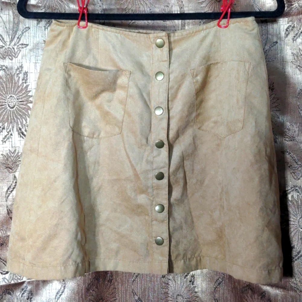 Light faux-suede mini skirt